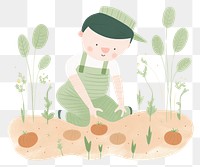 PNG Boy character gardening plant outdoors drawing. AI generated Image by rawpixel.
