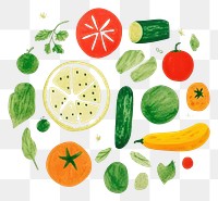 PNG  Group of vegetables cucumber circle fruit. AI generated Image by rawpixel.