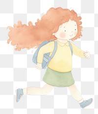 PNG Girl character back to school white background creativity happiness. AI generated Image by rawpixel.