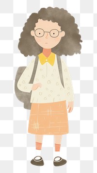 PNG Girl character back to school child white background hairstyle. AI generated Image by rawpixel.