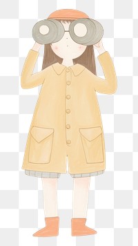 PNG Girl character holding binoculas child coat binoculars. AI generated Image by rawpixel.