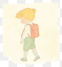 PNG Kid character drawing sketch bag. 