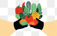 PNG  Hands holding vegetables graphics fruit green. AI generated Image by rawpixel.