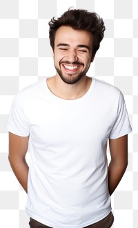 PNG  Man t-shirt laughing smiling. AI generated Image by rawpixel.