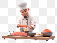 PNG  Chef making sashimi sushi food white background. AI generated Image by rawpixel.