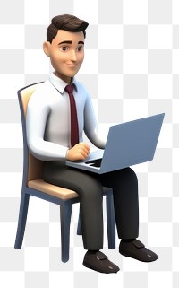 PNG Businessman on desk laptop furniture computer. AI generated Image by rawpixel.