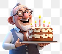 PNG Grandpa blowing cake birthday dessert food. AI generated Image by rawpixel.