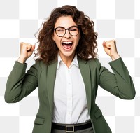 PNG Business woman laughing shouting glasses