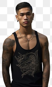 PNG Thai asian men tattoo necklace jewelry. AI generated Image by rawpixel.