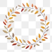 PNG Little Autumn leaves circle border pattern embroidery art. AI generated Image by rawpixel.