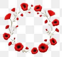PNG Little red Poppy circle border pattern embroidery flower. AI generated Image by rawpixel.