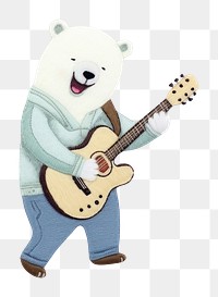 PNG Polar bear playing guitar toy anthropomorphic representation. AI generated Image by rawpixel.