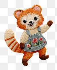 PNG Red panda dancing embroidery textile pattern. AI generated Image by rawpixel.