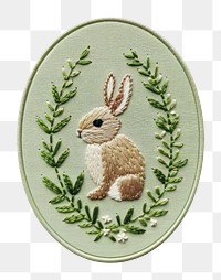 PNG Rabbit easter egg theme embroidery pattern representation. AI generated Image by rawpixel.