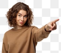 PNG  Caucasian woman pointing portrait finger. AI generated Image by rawpixel.