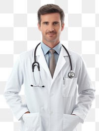 PNG Male doctor adult white background stethoscope. AI generated Image by rawpixel.