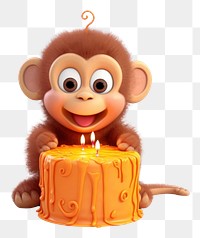 PNG  Monkey dessert cake food. AI generated Image by rawpixel.