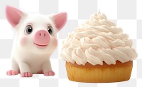 PNG  Pig dessert cupcake mammal. AI generated Image by rawpixel.