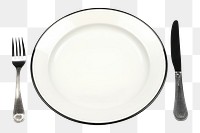 PNG Plate and knife with folk white fork food. AI generated Image by rawpixel.