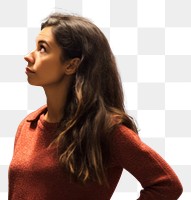 PNG Latina woman choosing product from grocery shelf looking adult food. 