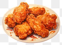 PNG Korea fried chicken coating sweet sauce plate food freshness. AI generated Image by rawpixel.