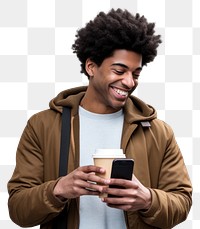 PNG Using phone cup portrait holding. AI generated Image by rawpixel.