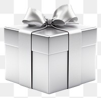 PNG Silver gift box white white background celebration. AI generated Image by rawpixel.