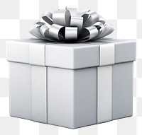 PNG Silver present box white gift white background. AI generated Image by rawpixel.
