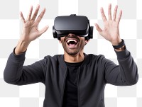 PNG Man experiencing VR portrait photo hand. AI generated Image by rawpixel.