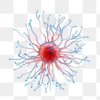 PNG A brain cell jellyfish red black background. AI generated Image by rawpixel.