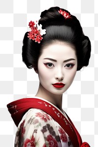 PNG Real geisha photo common looking portrait fashion kimono. AI generated Image by rawpixel.