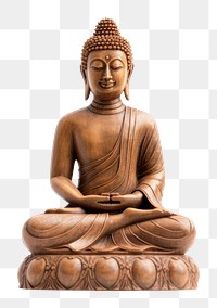 PNG Sculpture of a buddha white background representation spirituality. AI generated Image by rawpixel.