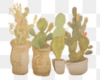 PNG  Cactus in room painting art plant. AI generated Image by rawpixel.