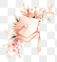 PNG Graduation hat art flower plant. AI generated Image by rawpixel.