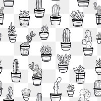 PNG Cactus backgrounds pattern drawing. AI generated Image by rawpixel.