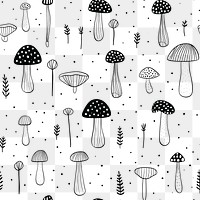 PNG Mushroom doodle backgrounds pattern. AI generated Image by rawpixel.