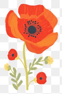 PNG Poppy flower petal plant red. AI generated Image by rawpixel.