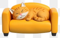 PNG A cat sleeping on sofa furniture armchair animal. 