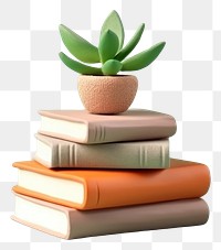 PNG Stack of book with plant publication intelligence arrangement. 