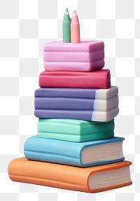 PNG Stack of book with stationery publication dessert cake. AI generated Image by rawpixel.
