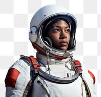 PNG Woman astronaut helmet protection portrait. AI generated Image by rawpixel.