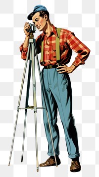 PNG Surveyor tripod adult white background. AI generated Image by rawpixel.