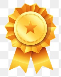 PNG Ribbon award badge gold symbol decoration. AI generated Image by rawpixel.