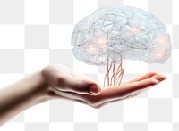 PNG Digital outline brain hand holding finger. AI generated Image by rawpixel.
