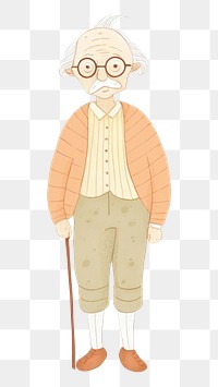 PNG Grandpa character white background retirement portrait. 