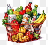 PNG  Shopping basket fruit food refreshment. AI generated Image by rawpixel.