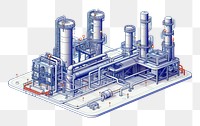 PNG Oil refinery architecture factory diagram. 