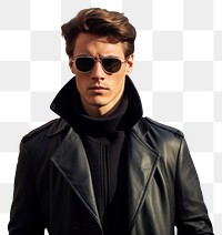 PNG Young elegant man in long jacket sunglasses portrait outdoors. AI generated Image by rawpixel.