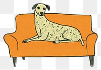 PNG Dog sitting on a sofa furniture animal mammal. AI generated Image by rawpixel.