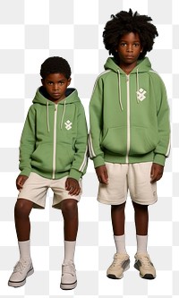 PNG A two black kids wearing hoody in the green room carry tennis equipment sweatshirt footwear sitting. 